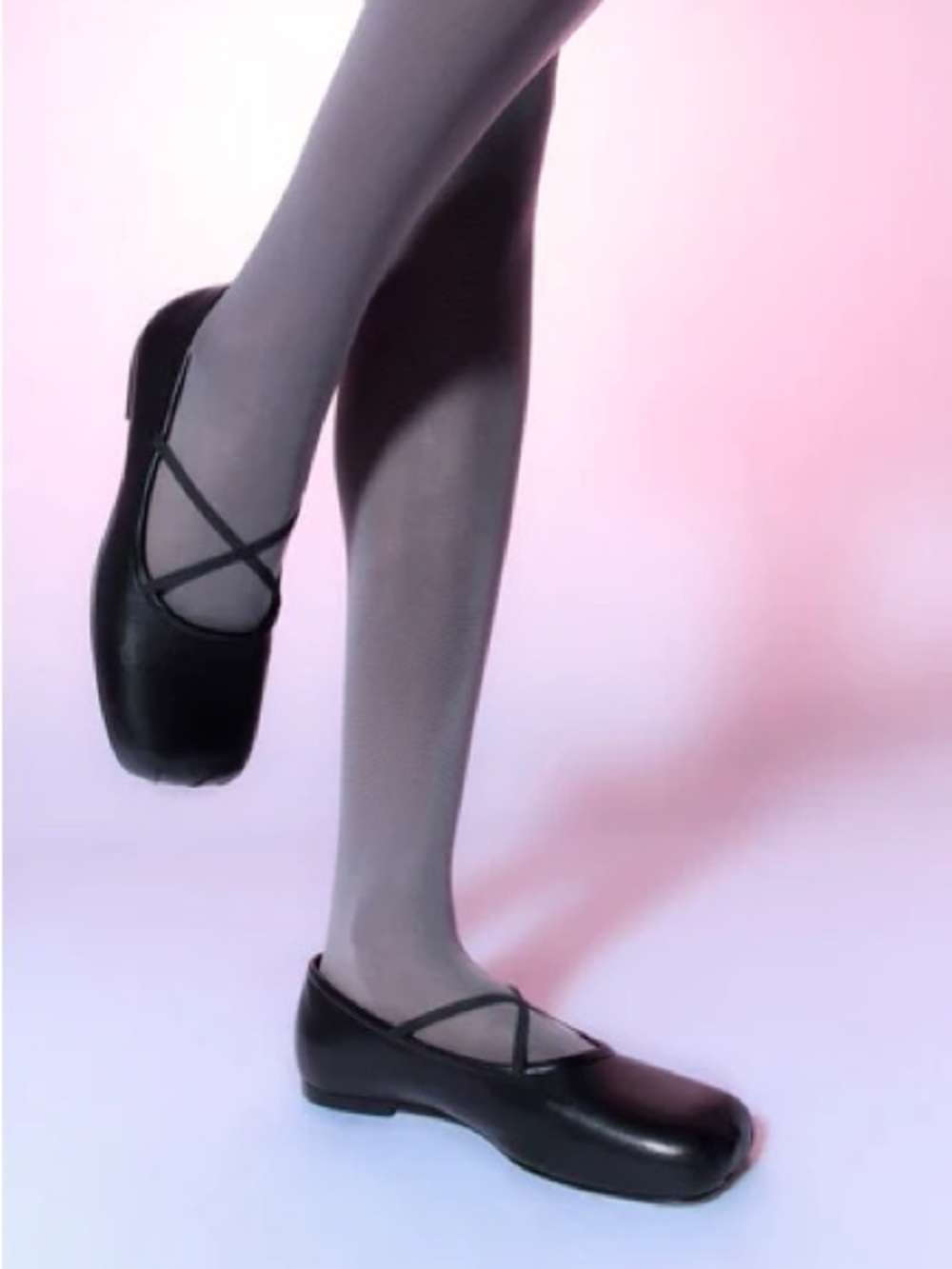 Brand new Sandy Liang criss cross Black Leather Ballet Flats